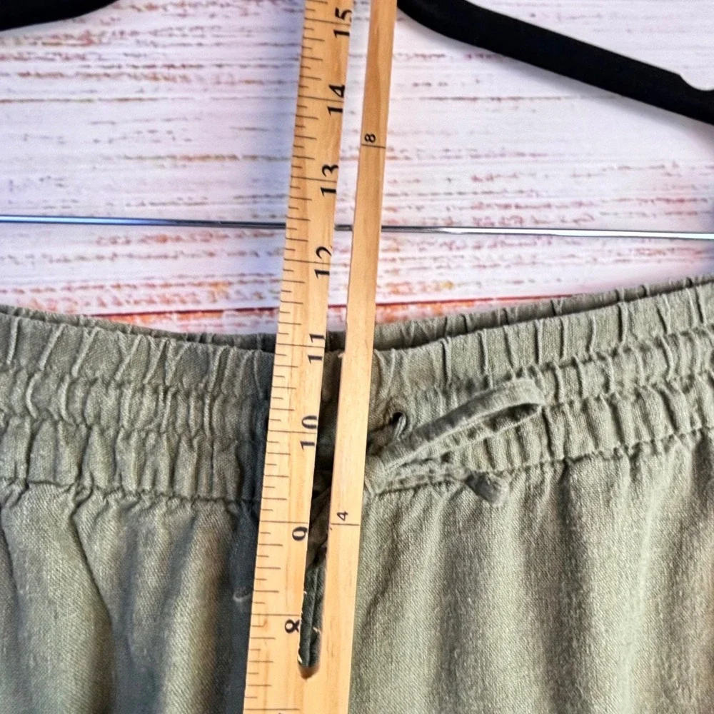 Linen Blend Wide Leg Crop Pants Banana Republic S Olive Green‎ Coastal Earthy